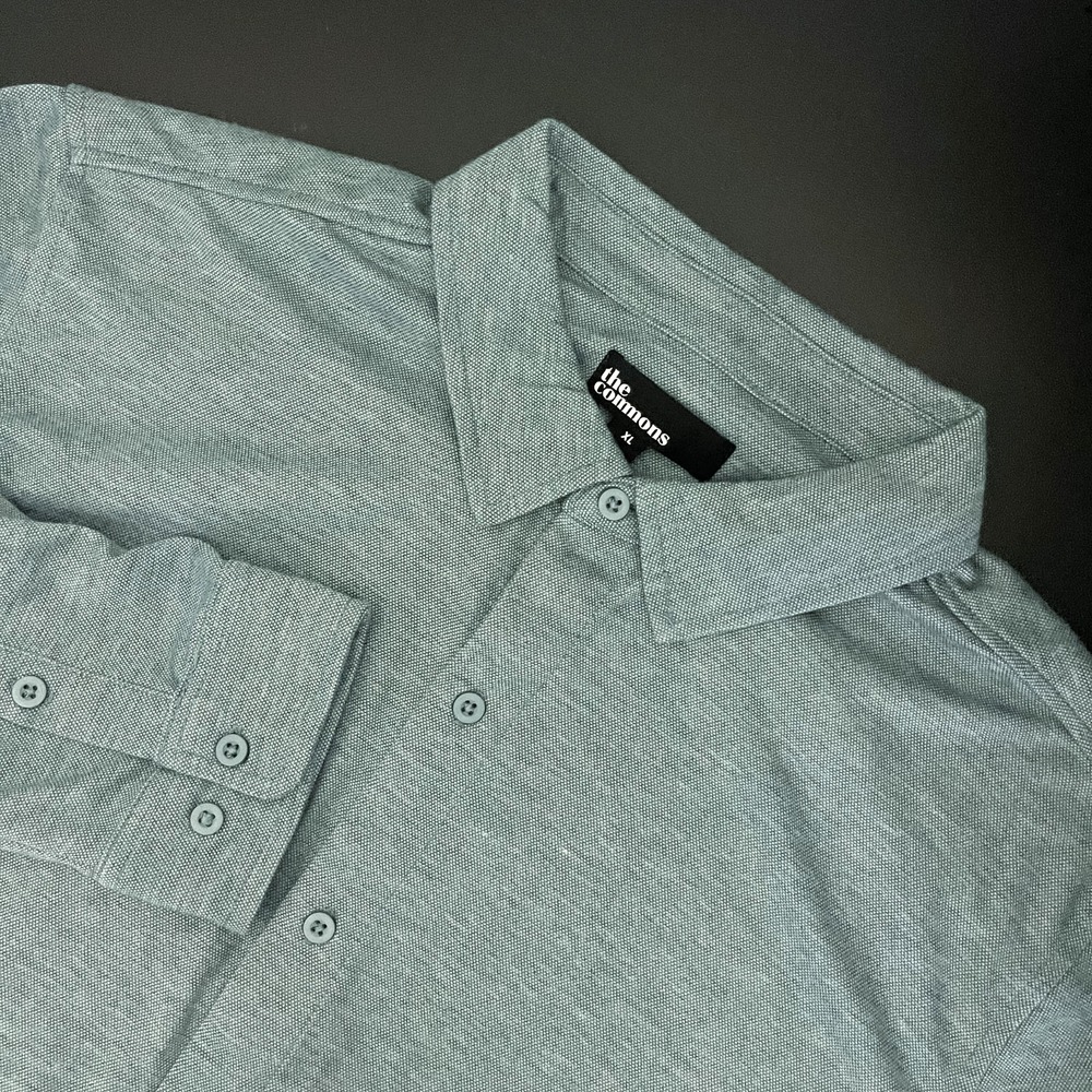 The Commons Stitch Fix Shirt Mens XL Green Button Up Linen Blend Stretch NEW